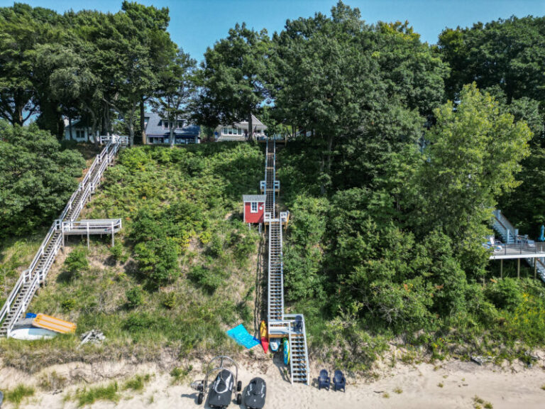 Full set of Beach stairs with decks from home to Lake Michigan